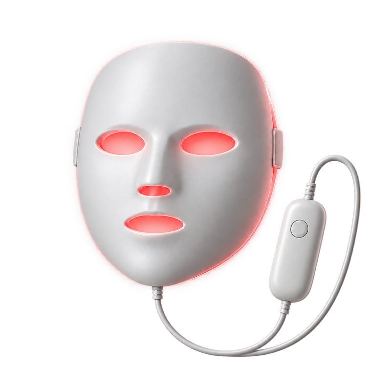 Generic corded LED face mask shown for comparison