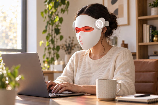 A light therapy session as part of an evening routine
