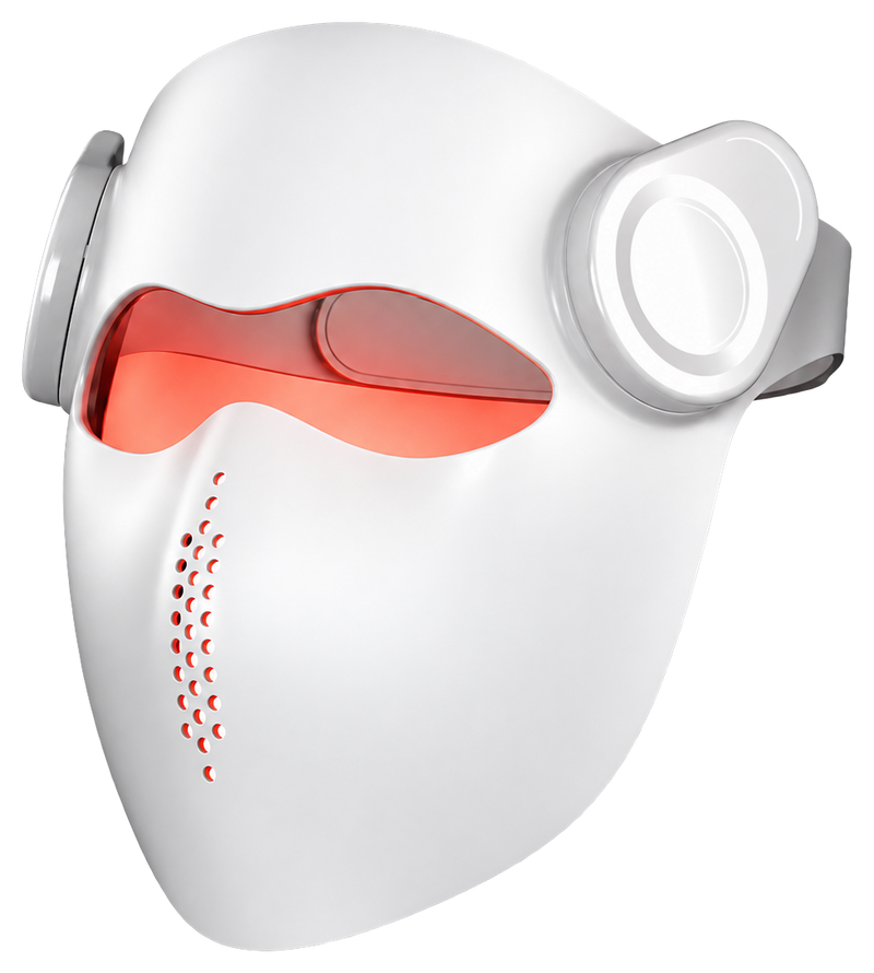 White Kivorla LED face mask with the red light on